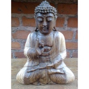 Buddha 016f siddende sheesam træ h:27cm - Se flere Buddha figurer